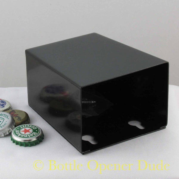 Bar Lux Rectangle Black Bottle Cap Catcher - with Bottle Opener - 8 1/4 inch x 5 1/2 inch x 3 inch - 10 Count Box